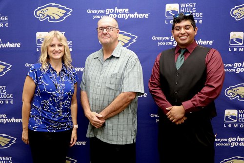 WHC Lemoore President Kristin Clark, Richard Kish, and student.